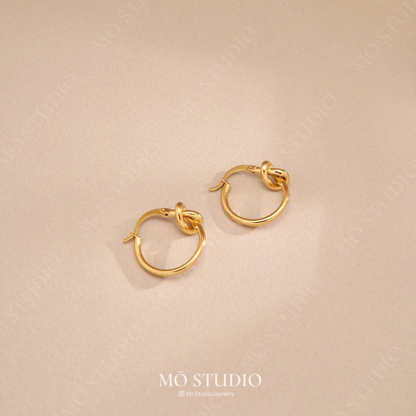 Thin Gold Knot Hoop Earrings