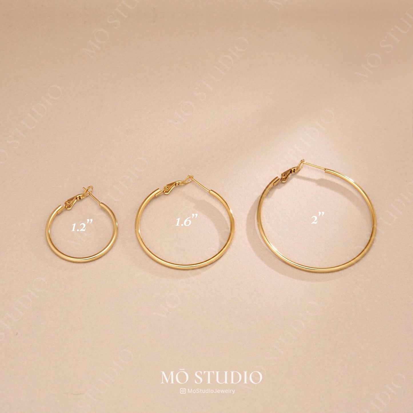 thin gold hoop earrings set in 30mm 40mm 50mm