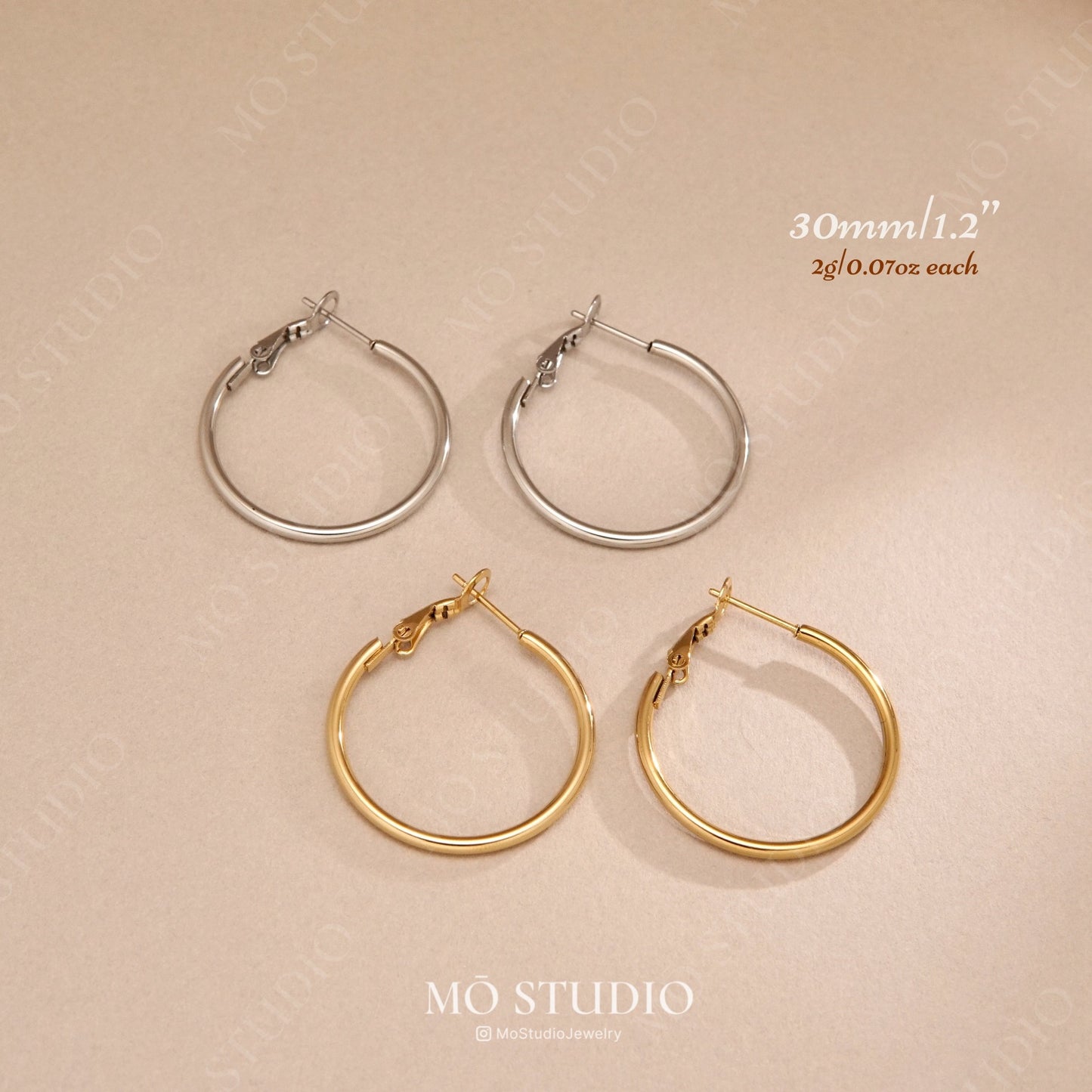 Minimalist Thin Hoop Earrings – Gold & Silver, 30mm, 40mm,50mm
