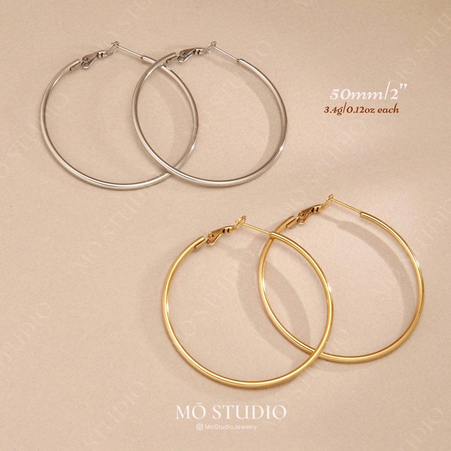 Minimalist Thin Hoop Earrings – Gold & Silver, 30mm, 40mm,50mm