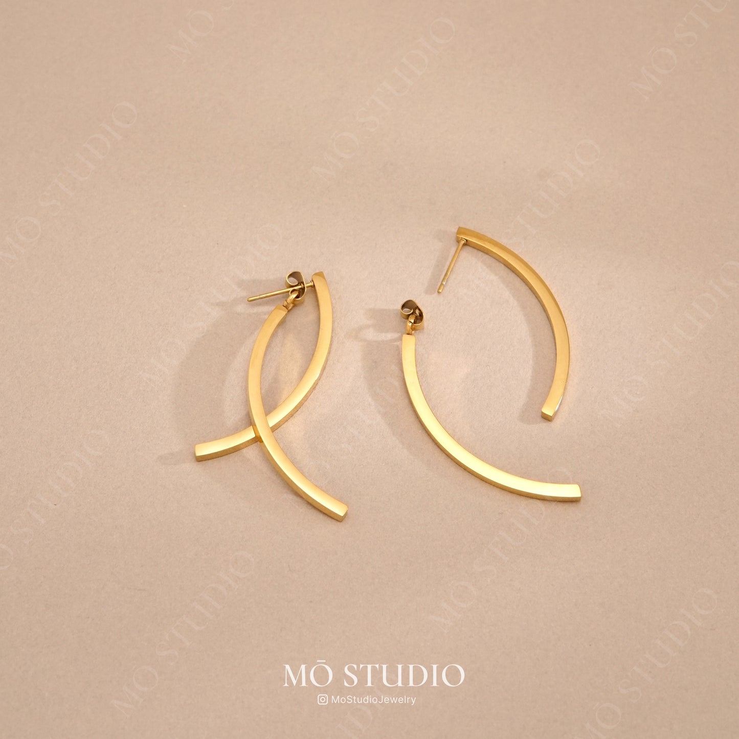 Gold Spiral Drop Earrings