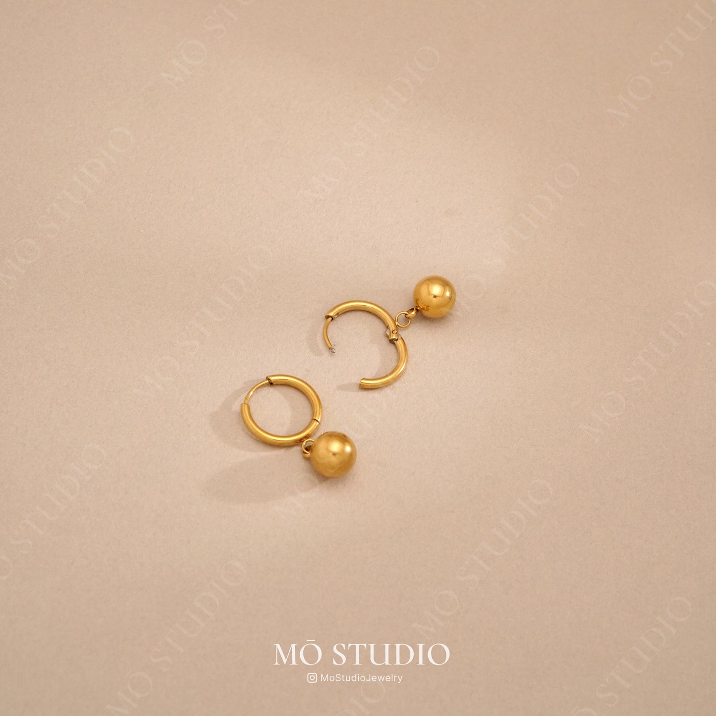 Gold Ball Huggie Hoops