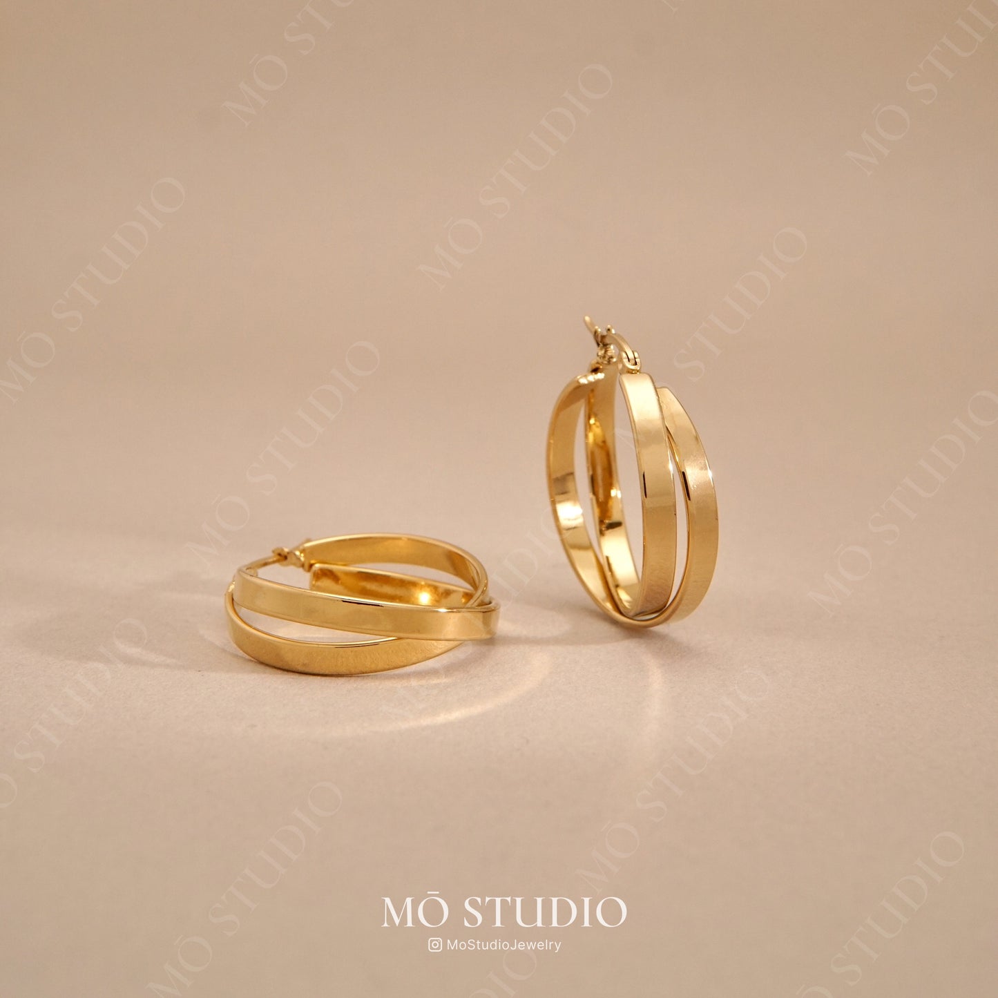 Chunky Double Hoop Earrings – Gold & Silver