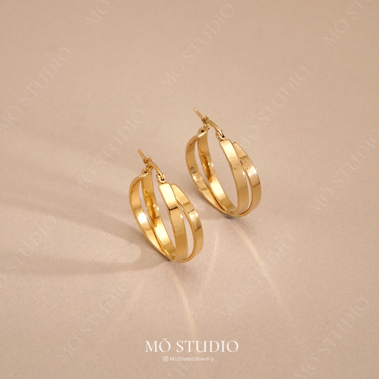 Chunky Double Hoop Earrings – Gold & Silver