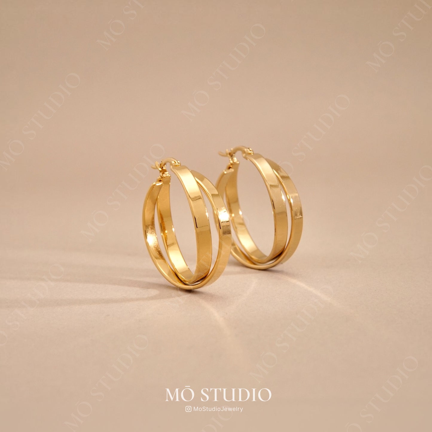 Chunky Double Hoop Earrings – Gold & Silver