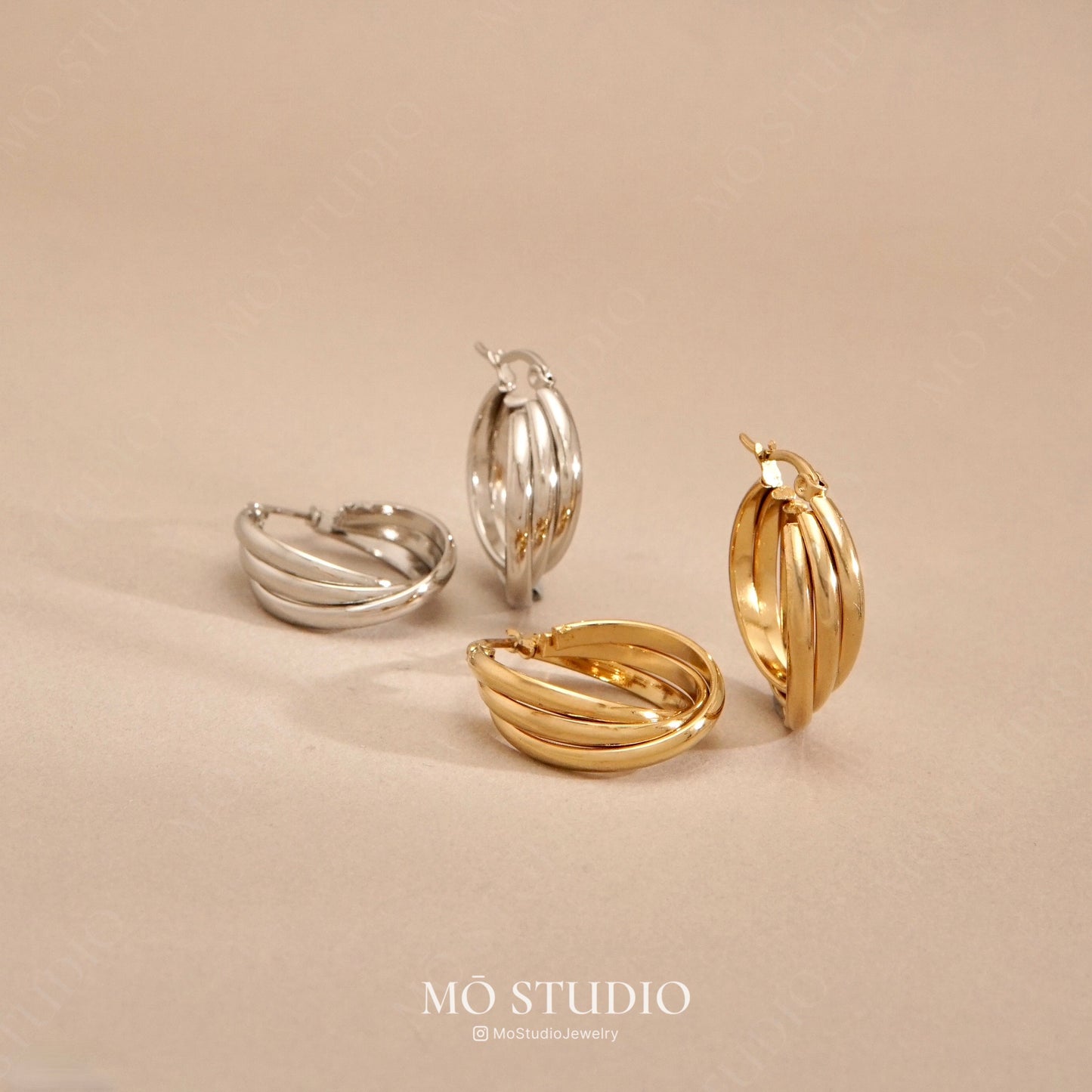 Chunky Twisted Hoop Earrings Set – Gold & Silver