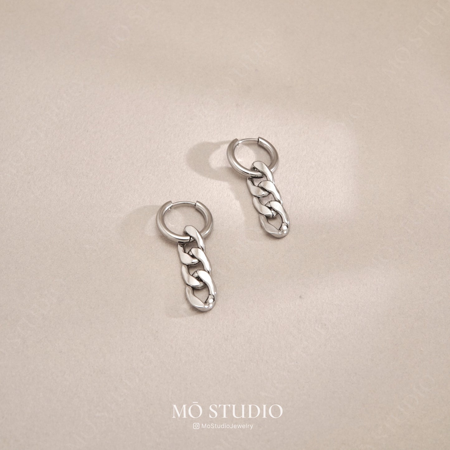 unisex bold silver dangle earrings