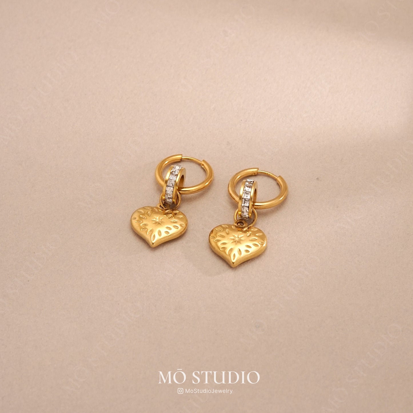 Puff Heart Charm Huggie Earrings