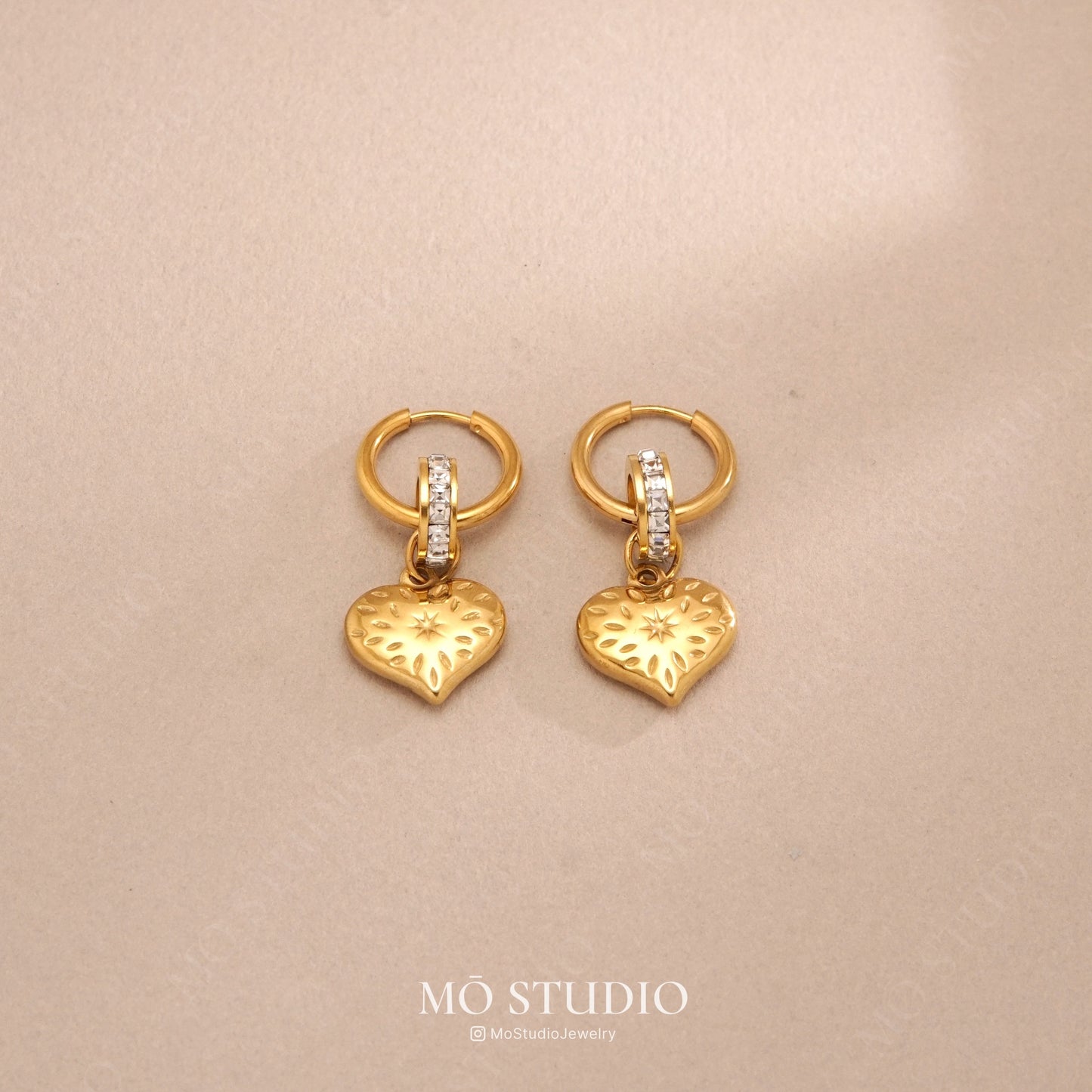 Puff Heart Charm Huggie Earrings
