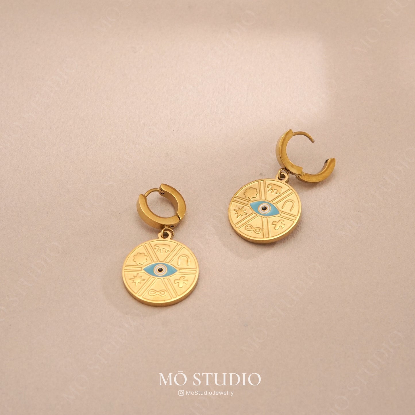 Gold Evil Eye Hoop Earrings