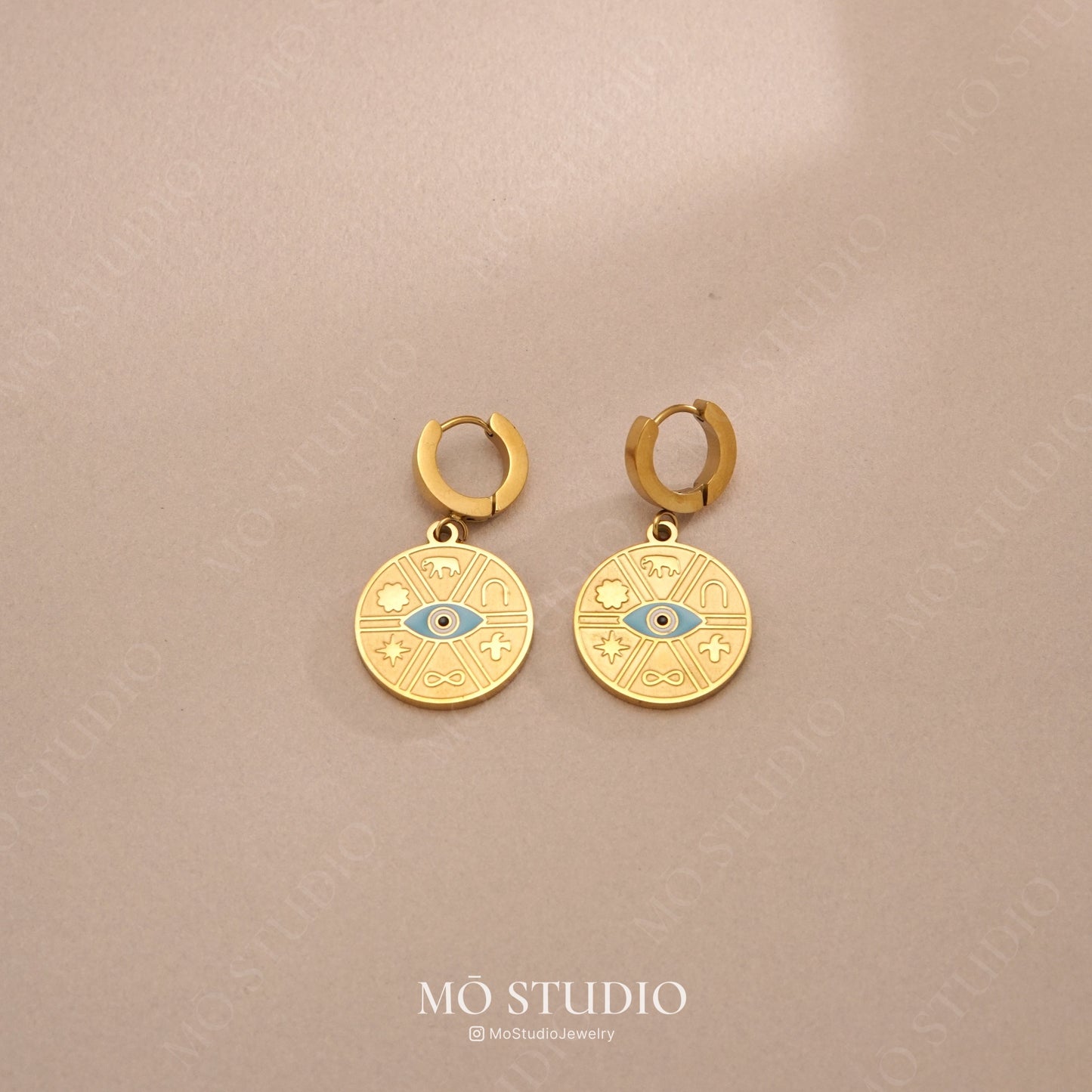 Gold Evil Eye Hoop Earrings