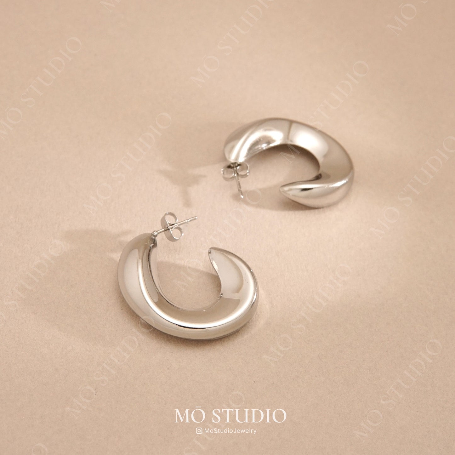 Chunky Statement Hoop Earrings-Gold & Silver