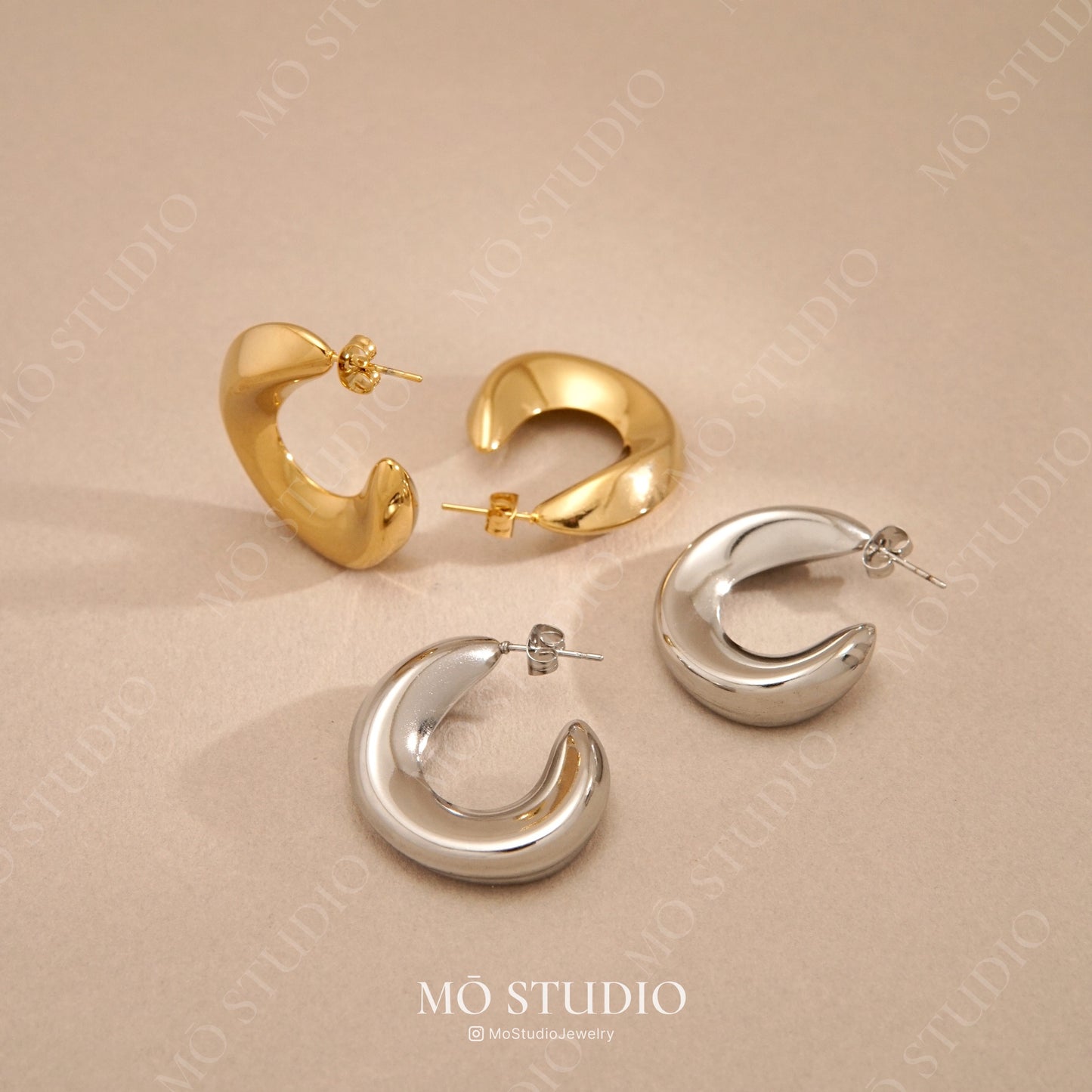Chunky Statement Hoop Earrings-Gold & Silver