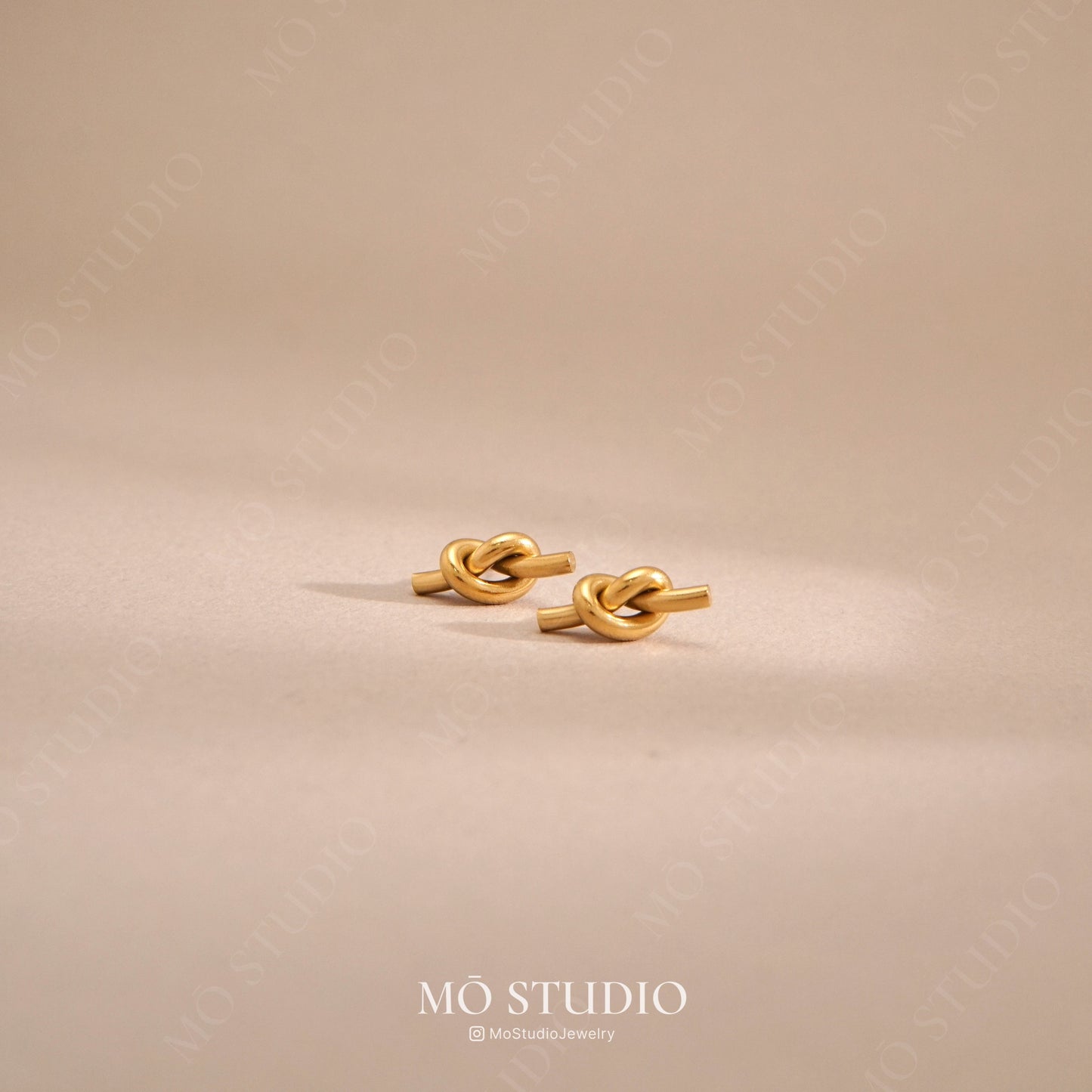 tiny knot loop earrings minimalist style
