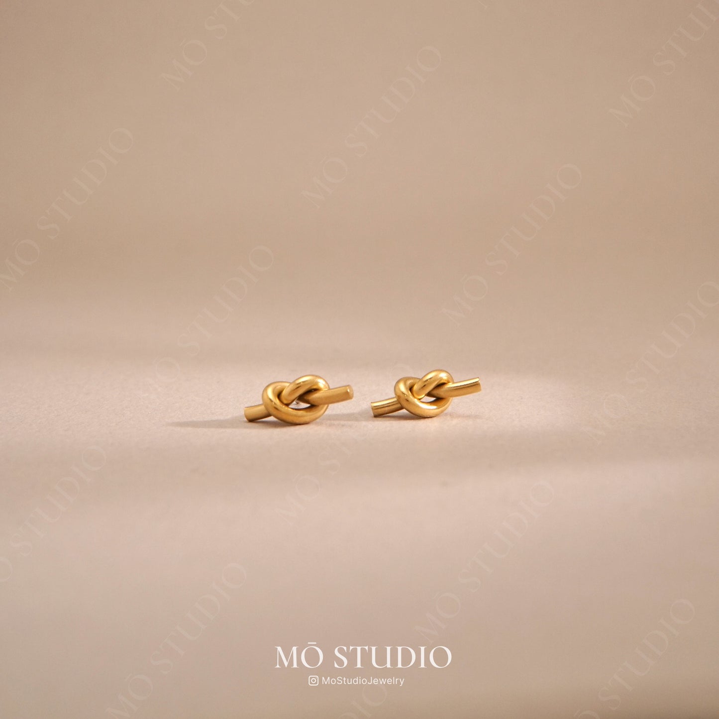 Small Gold Knot Stud Earrings