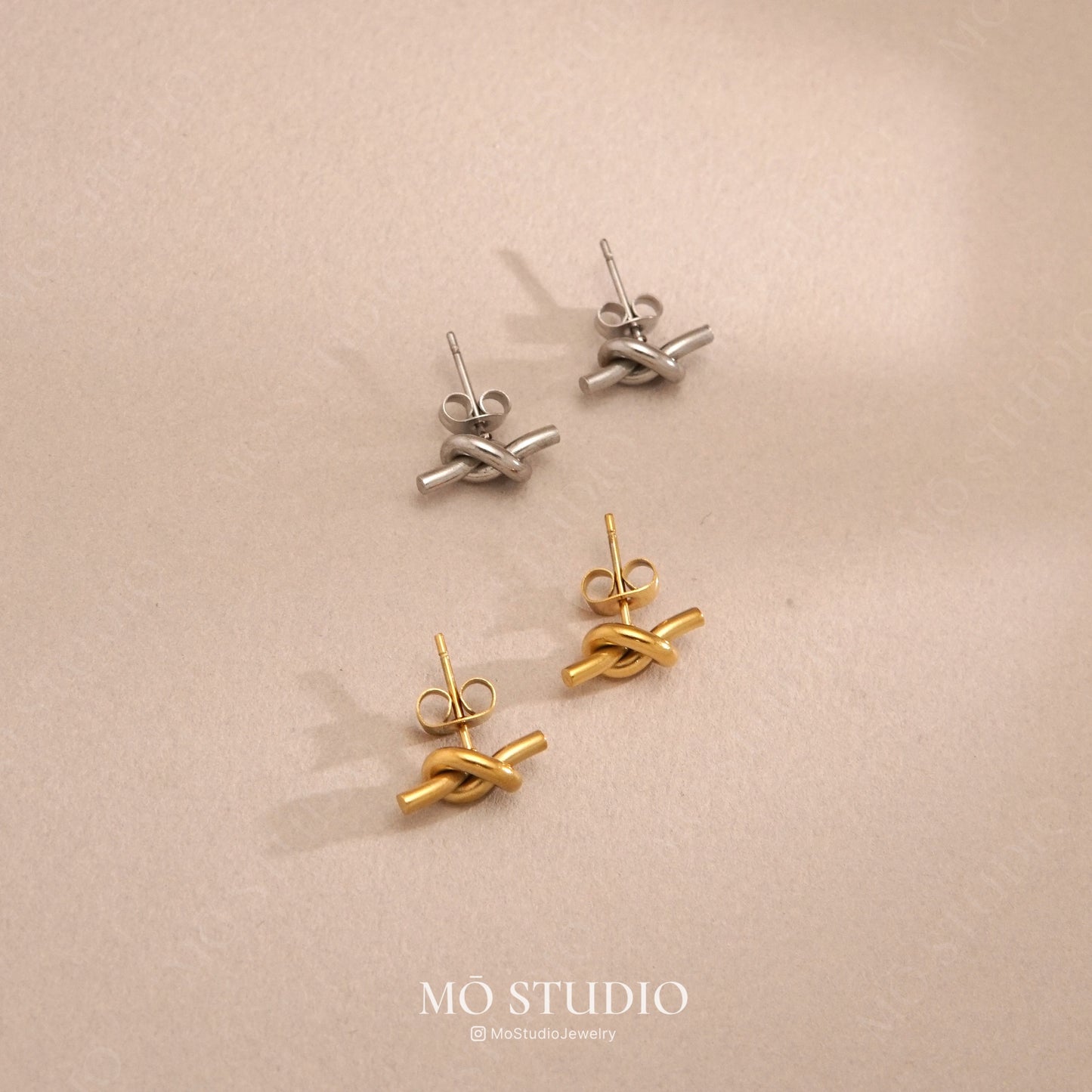 Small Gold Knot Stud Earrings
