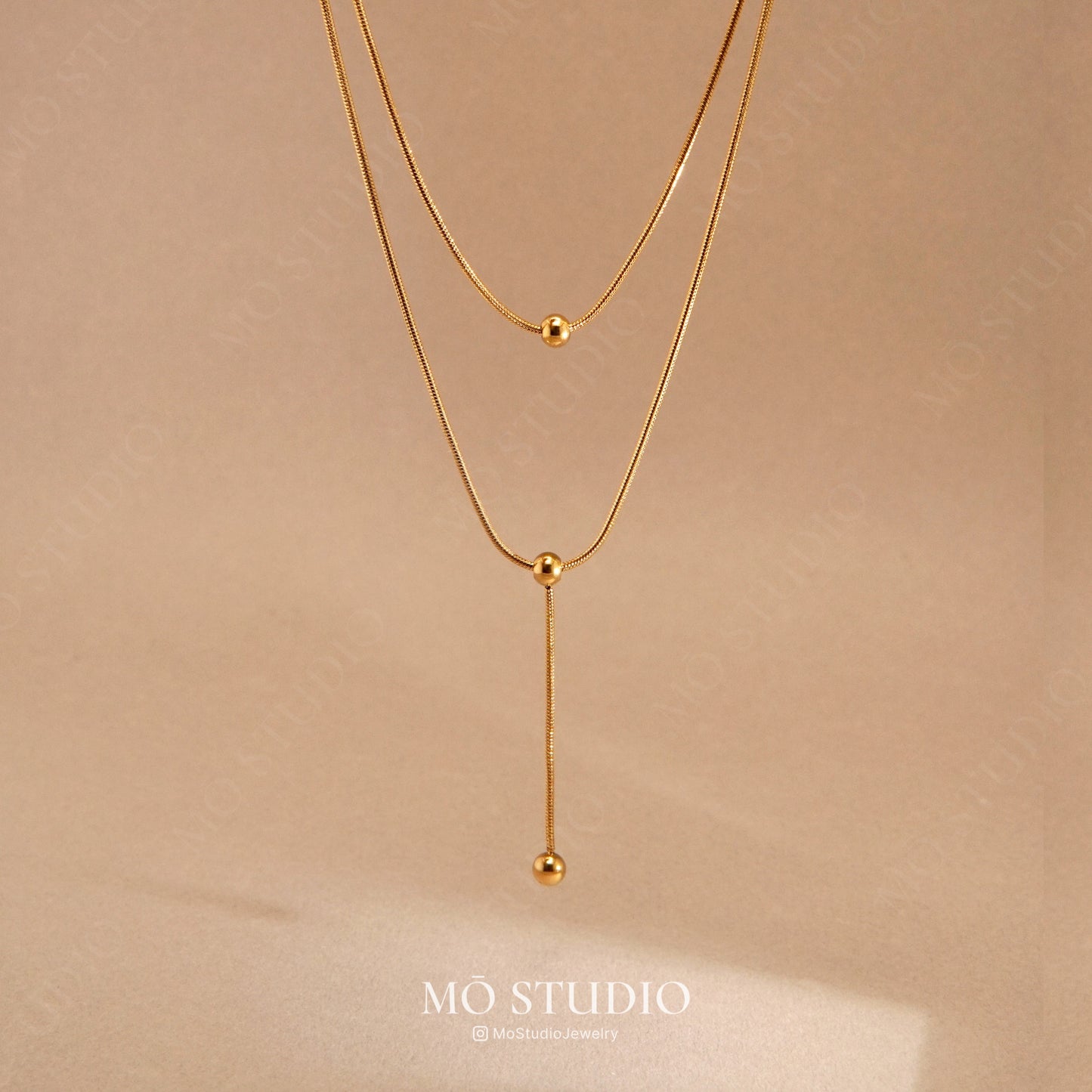layered herringbone gold choker