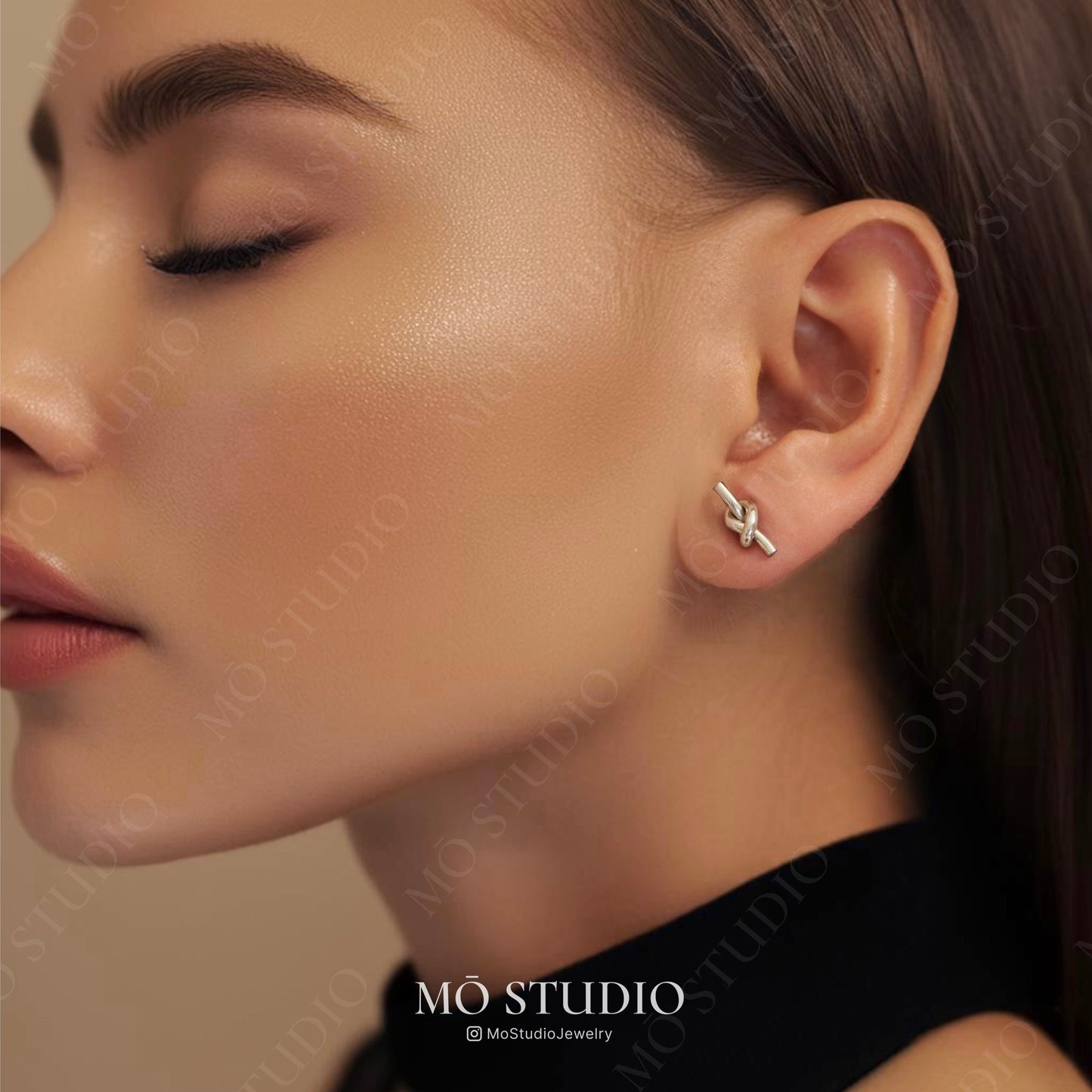 Small Gold Knot Stud Earrings