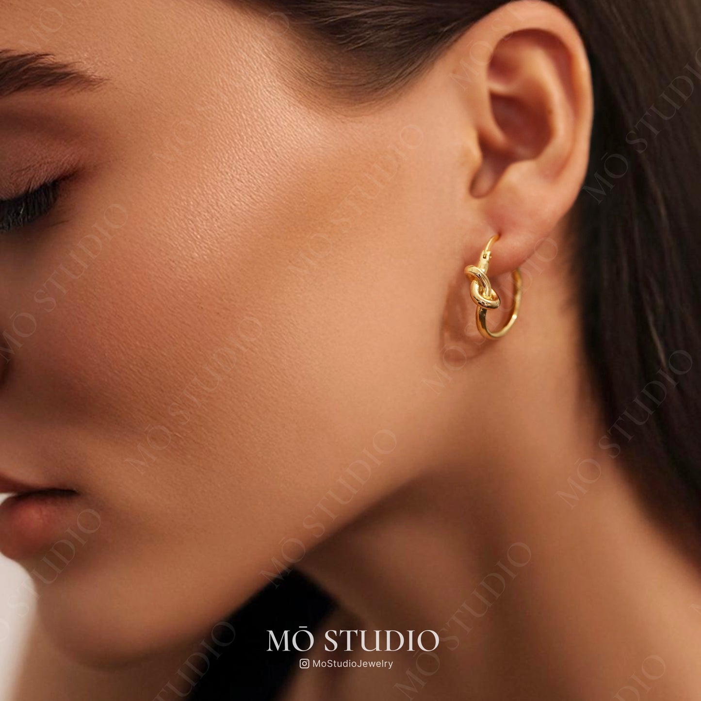 delicate gold knot earrings modern vintage style