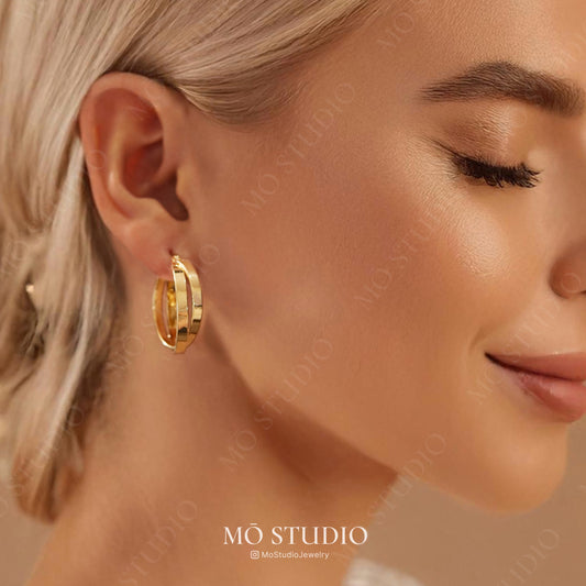 30mm gold and silver double hoop earrings bold style