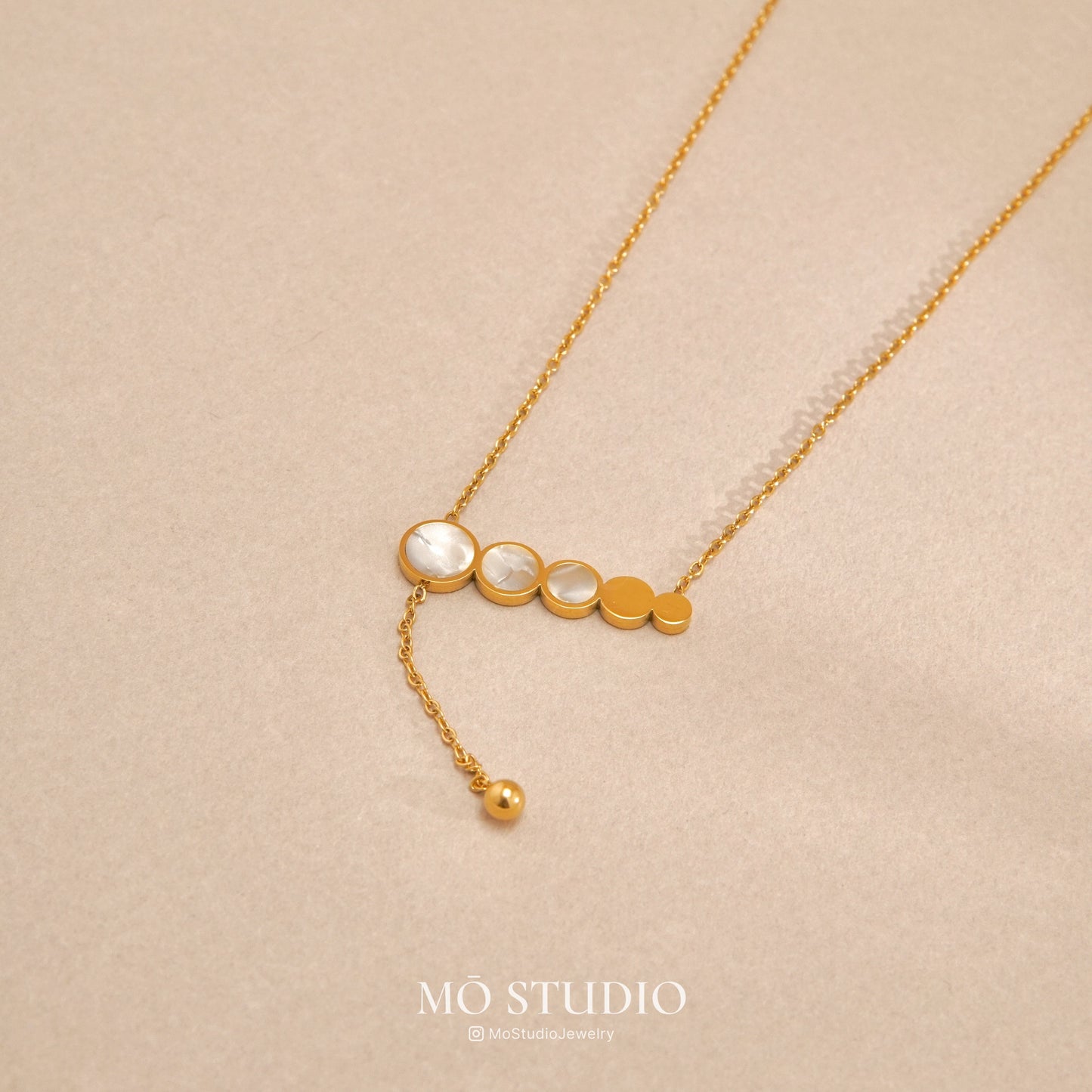 minimalist moon necklace with pearl