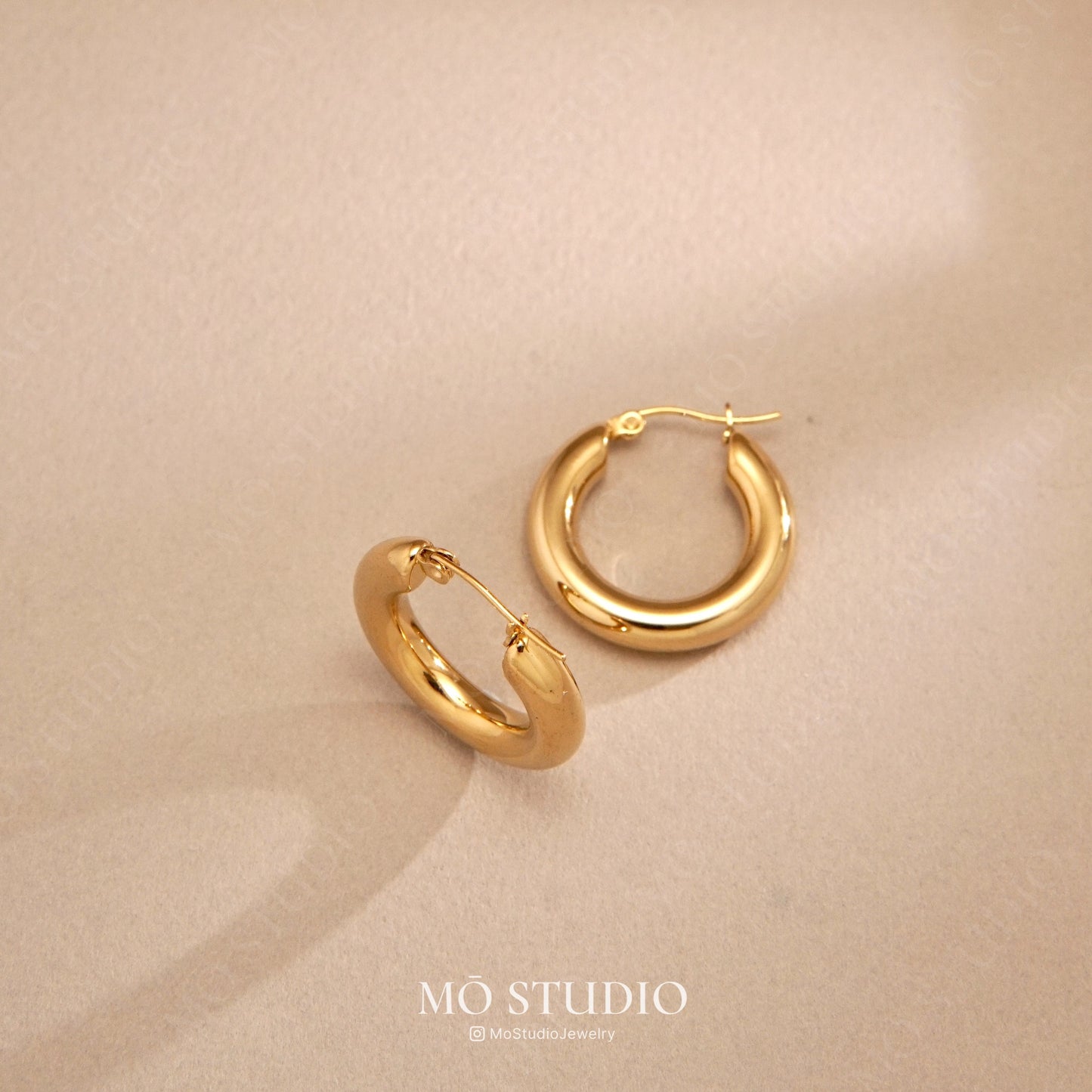 chunky 18k gold hoop earrings 25mm