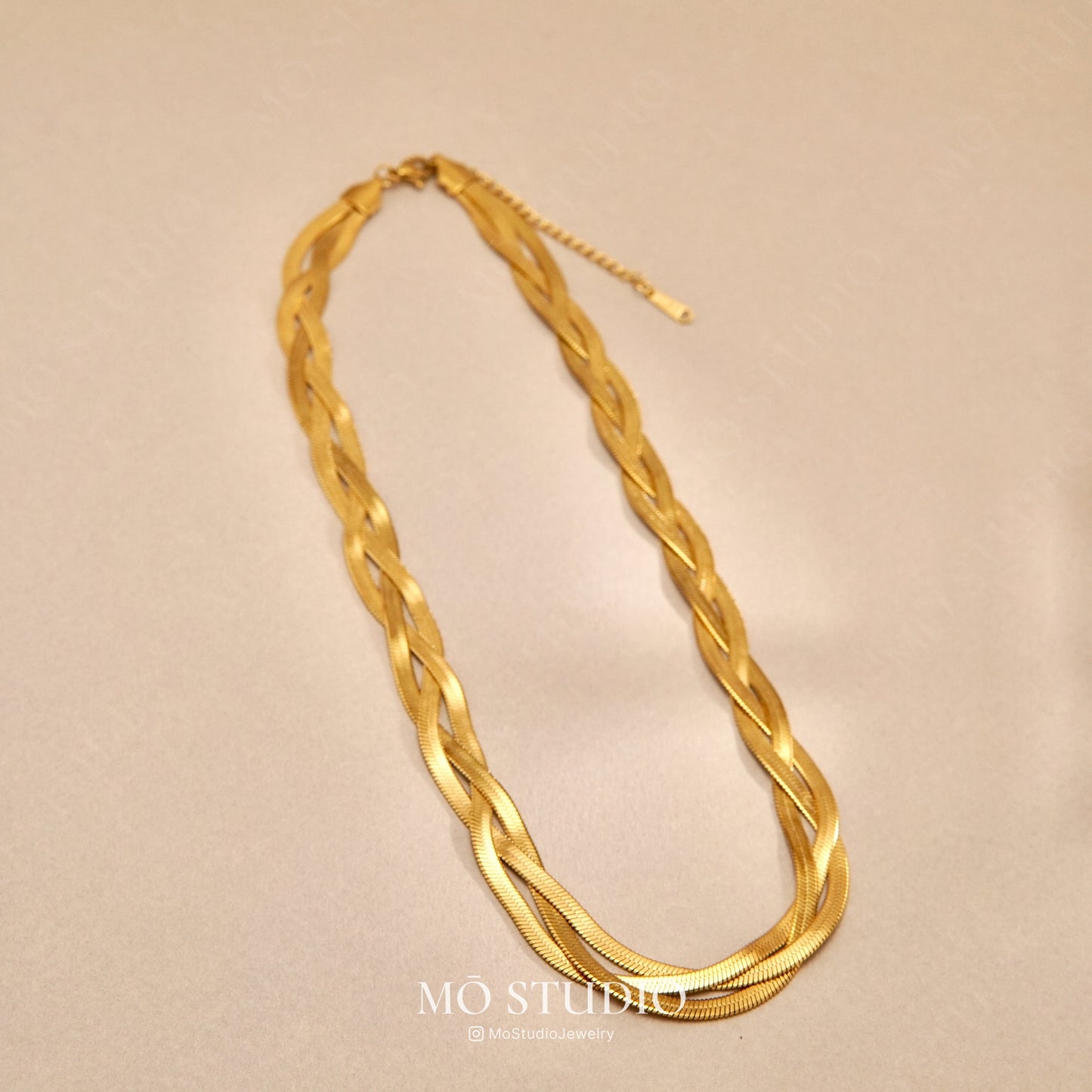 layered gold or silver choker necklace for her or him