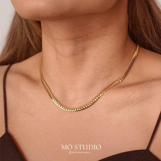 gold and silver 18k plated mixed chain necklace for everyday wear