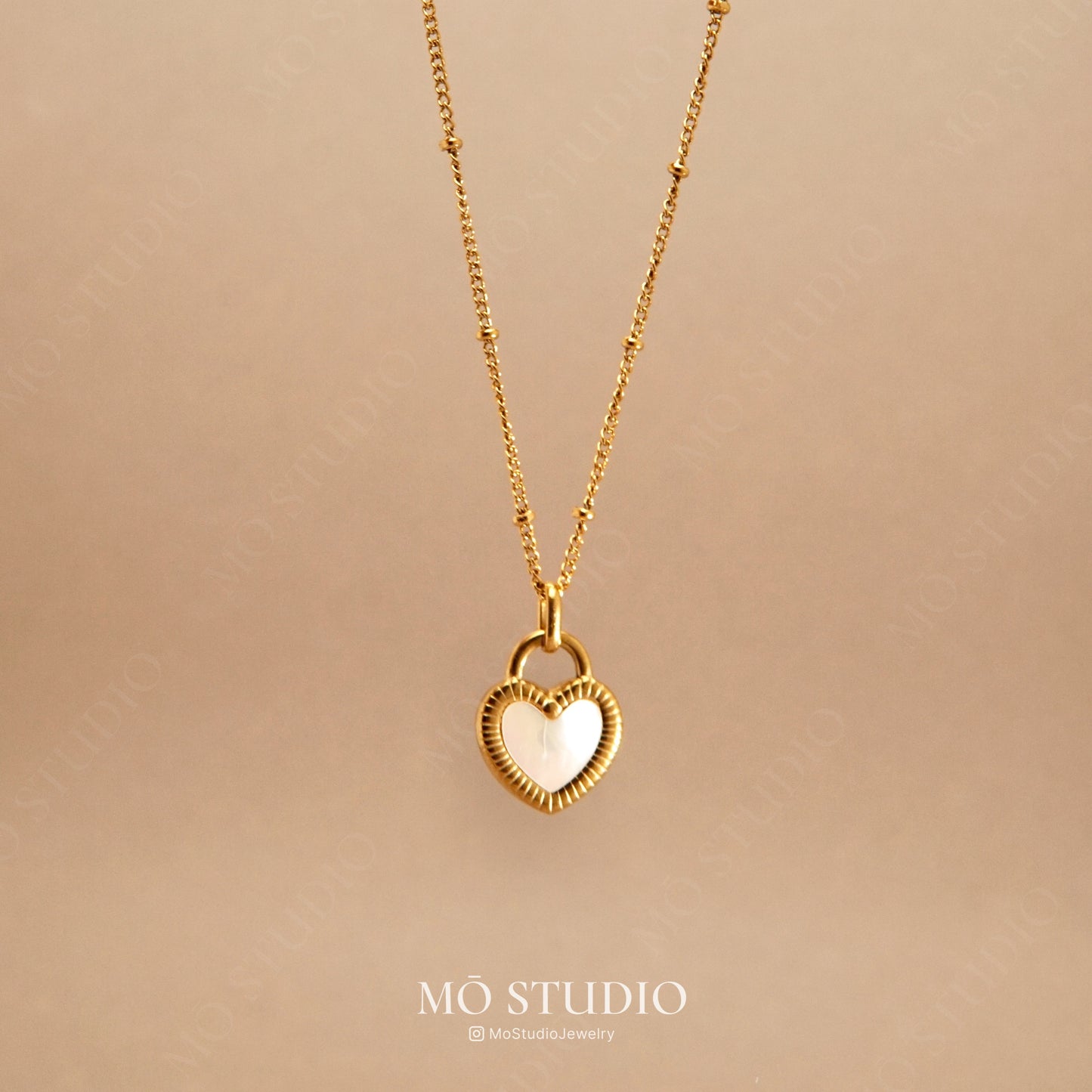 Reversible Mother of Pearl & Black Onyx Heart Necklace