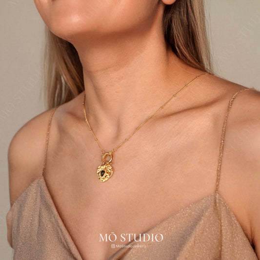 vintage boho gold necklace with crystal