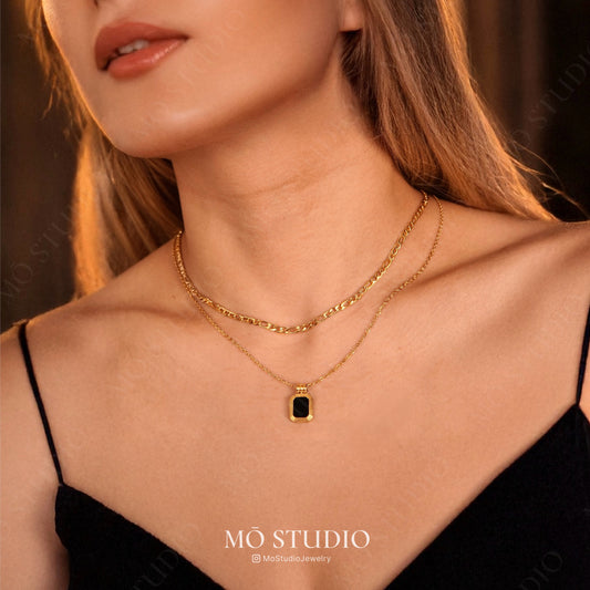 18k gold double chain choker