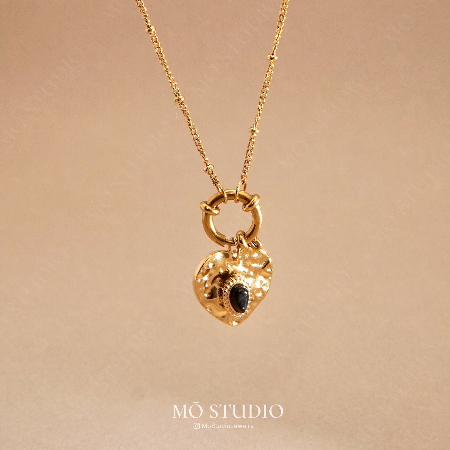 black onyx heart pendant necklace