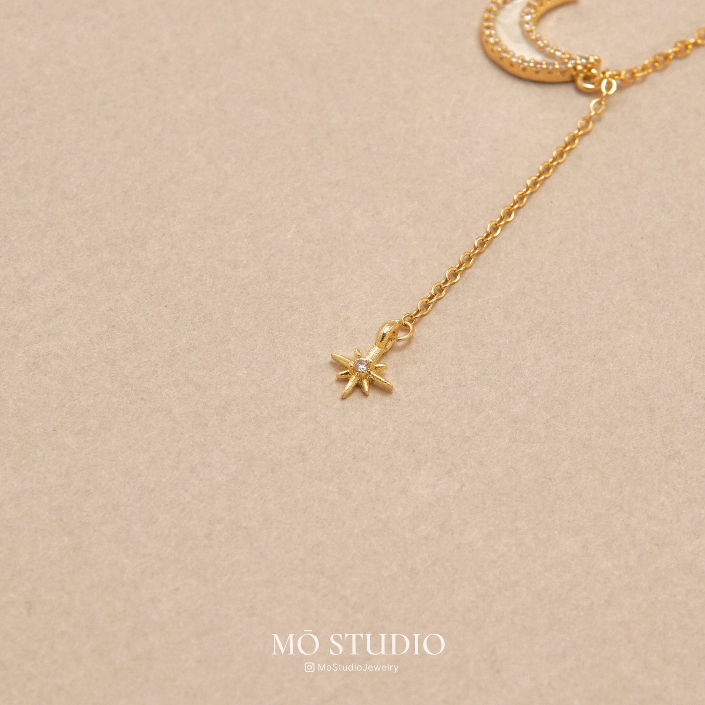 Gold Moon and Star Pendant Necklace