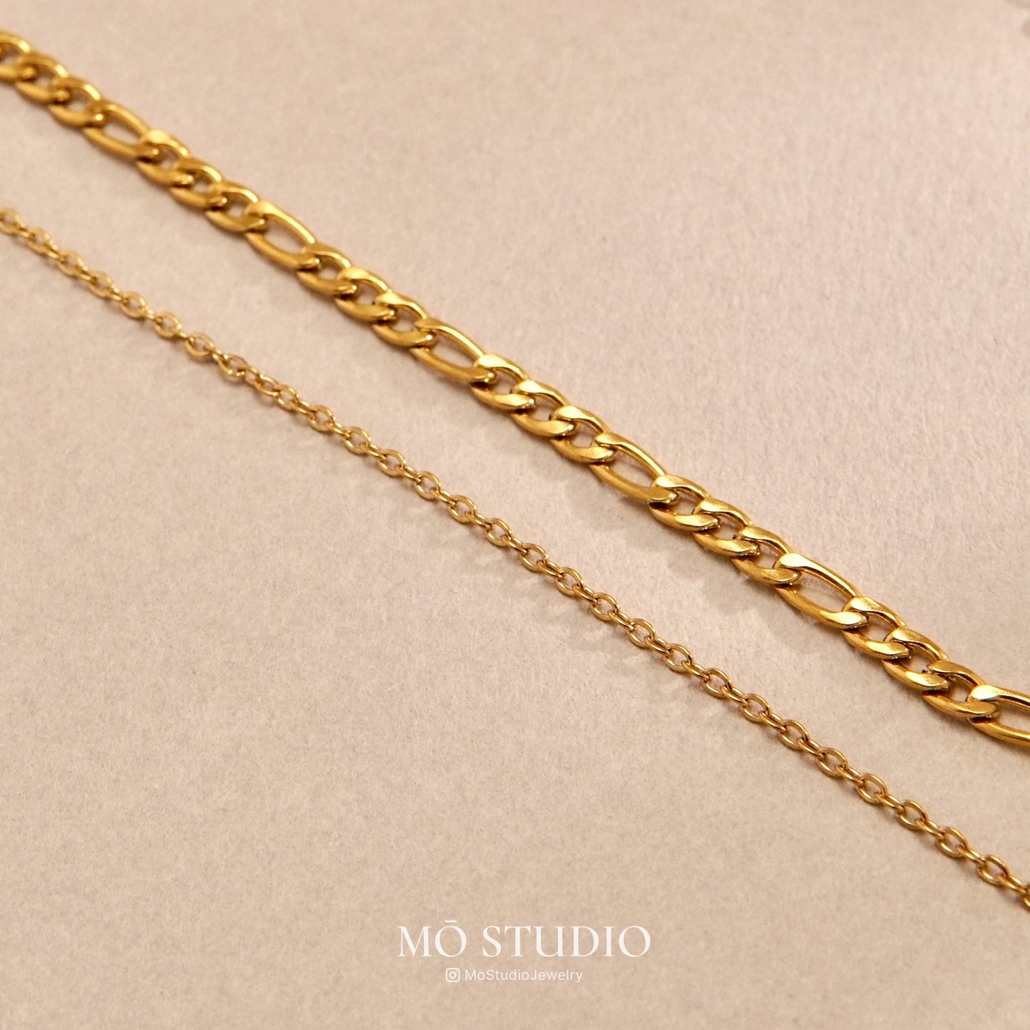 Gold Black Onyx Double Chain Necklace