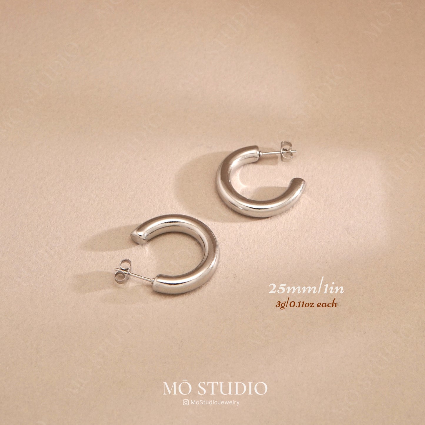 Chunky Gold Tube Hoop Earrings – 25mm, 30mm, 40mm, 50mm
