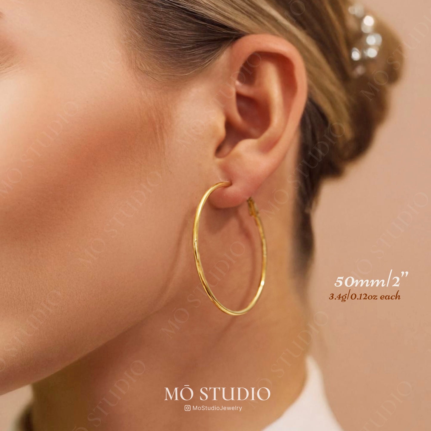 18k gold pvd waterproof thin hoop earrings for everyday wear