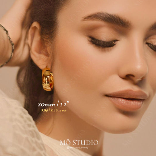 Chunky Lightweight Hoop Earrings - 20mm, 30mm, 40mm