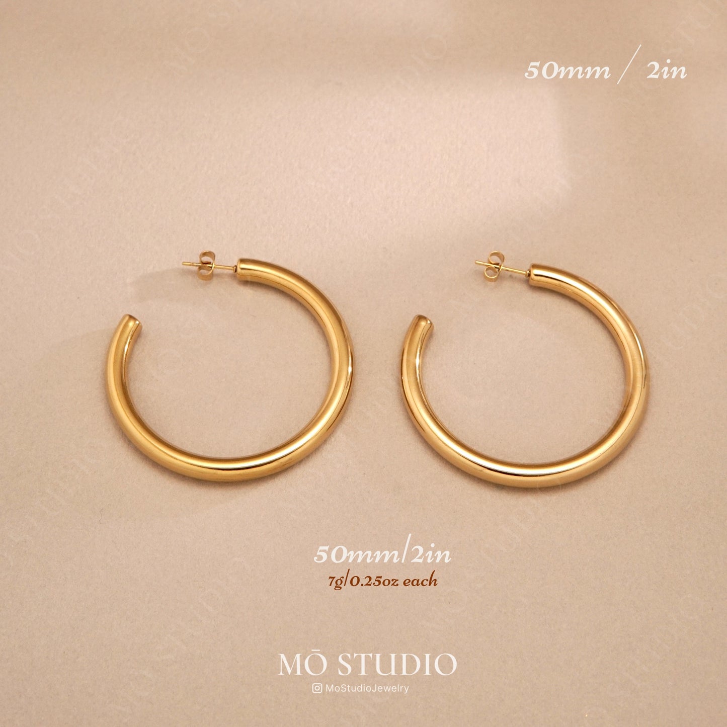 Chunky Gold Tube Hoop Earrings – 25mm, 30mm, 40mm, 50mm