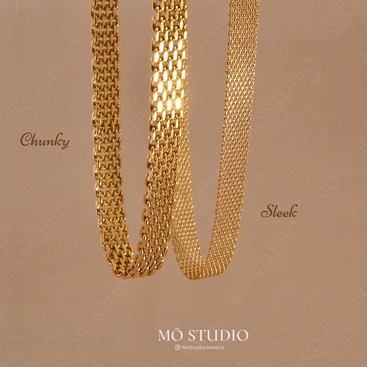 Gold Mesh Choker Necklace & Bracelet Set