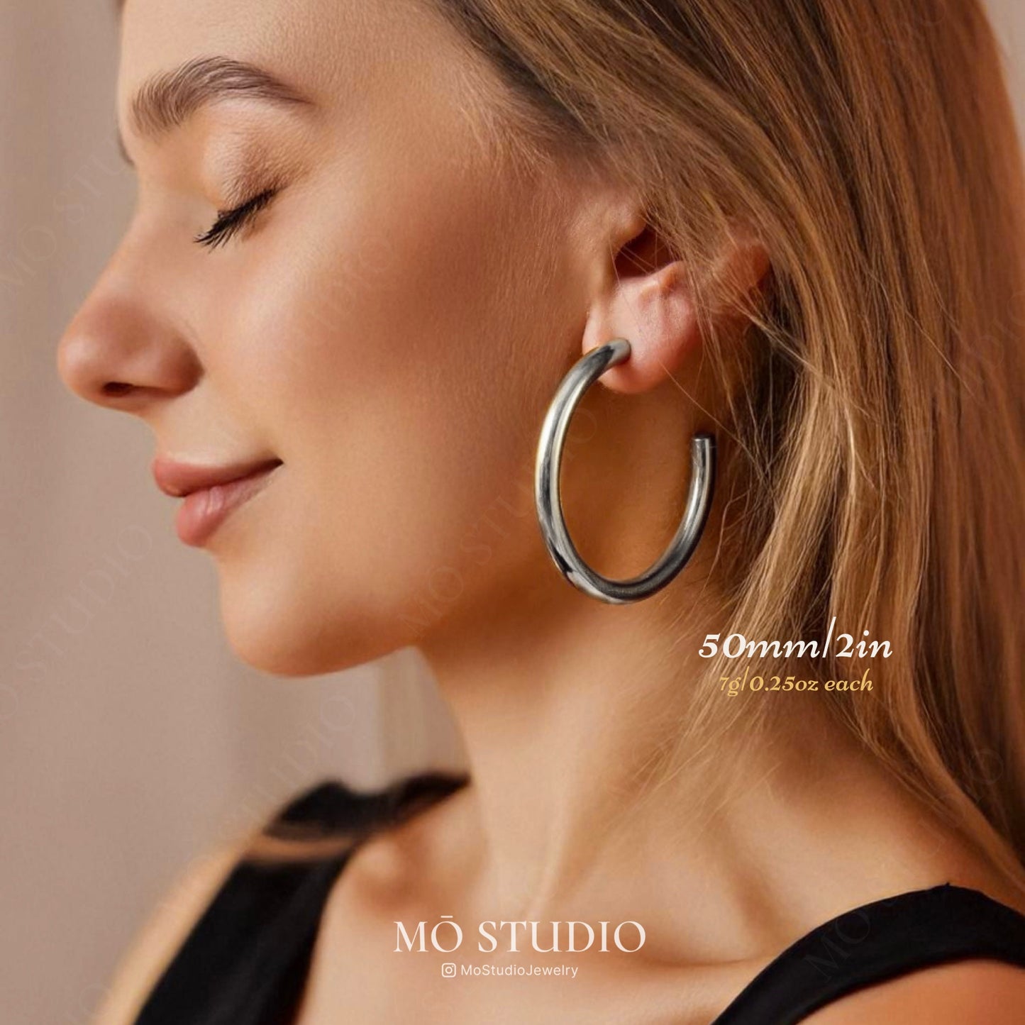 Chunky Gold Tube Hoop Earrings – 25mm, 30mm, 40mm, 50mm