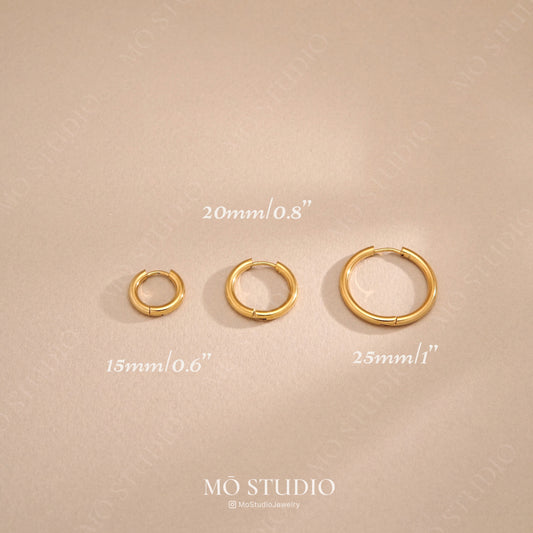 18k gold small hoop earrings minimalist dainty design