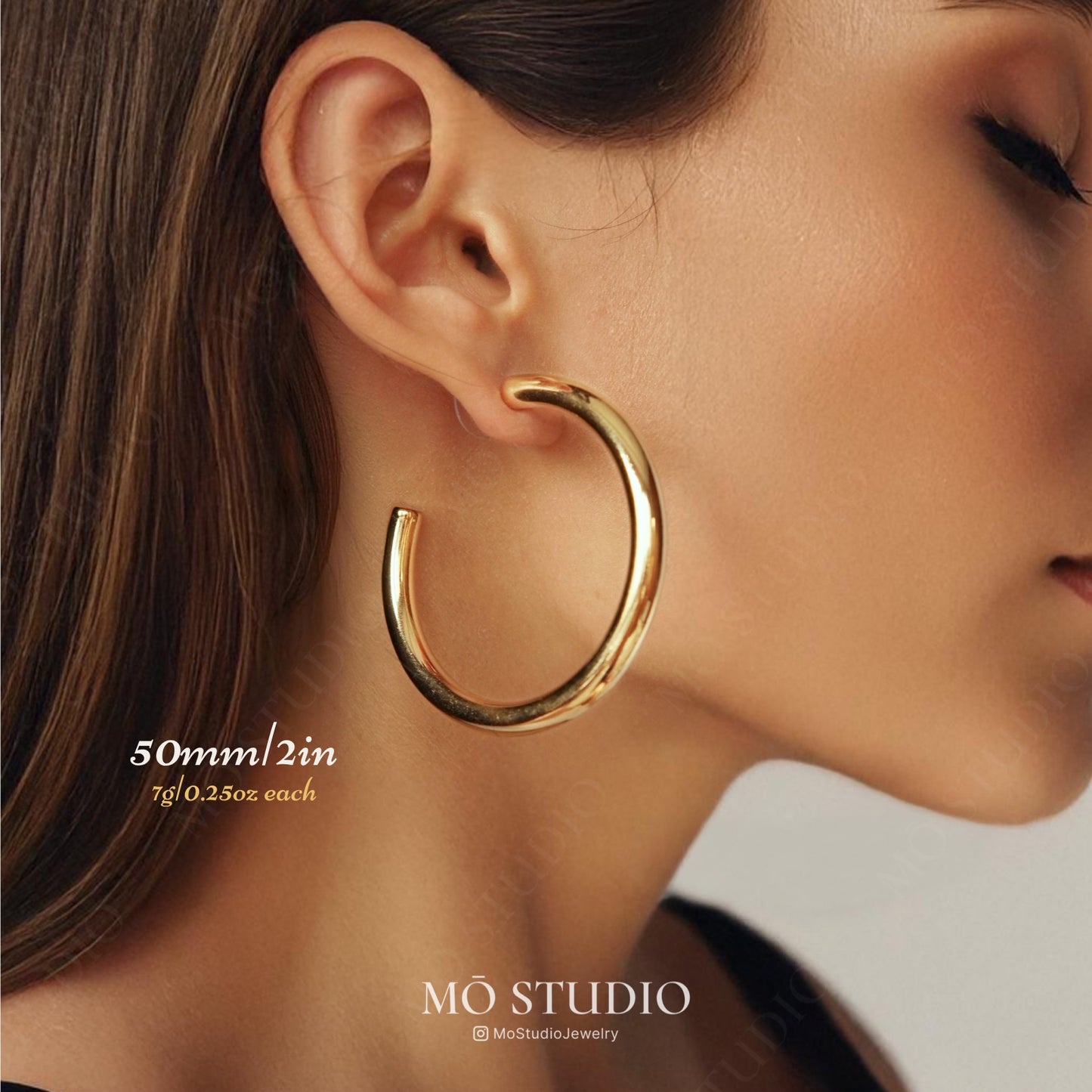 minimalist 18k gold big hoop earrings set