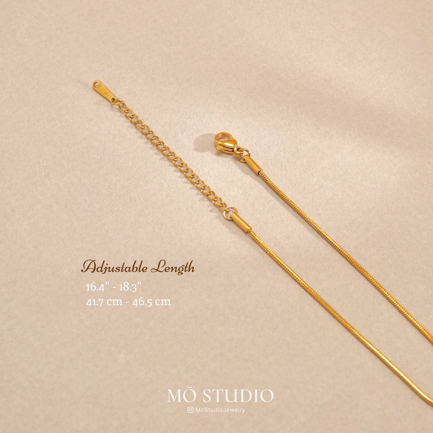 Gold Snake Chain Necklace with Bar Pendant