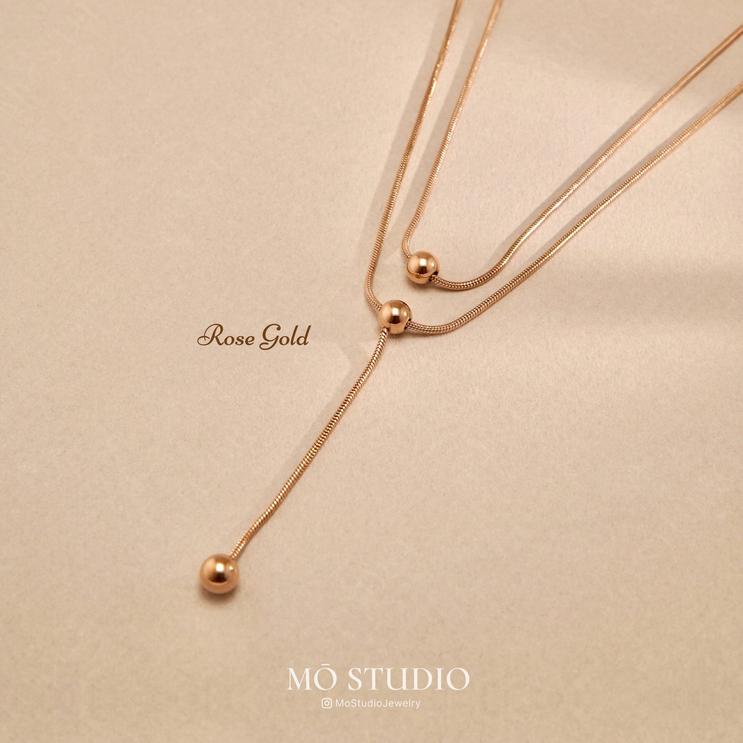 Double Rose Gold Snake Chain Necklace