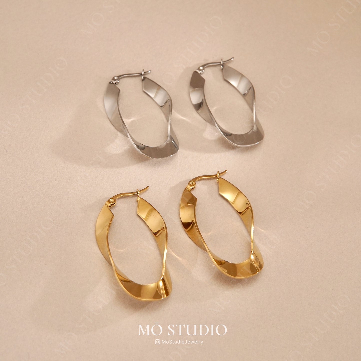 Chunky Twisted Hoop Earrings – Gold & Silver Statement Hoops