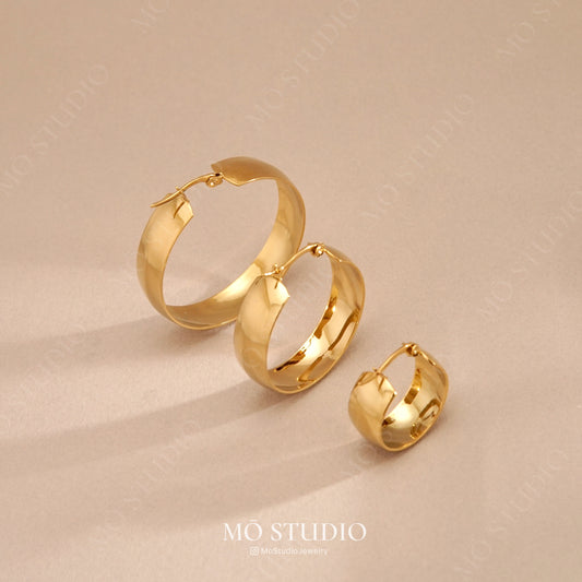 Chunky Lightweight Hoop Earrings - 20mm, 30mm, 40mm