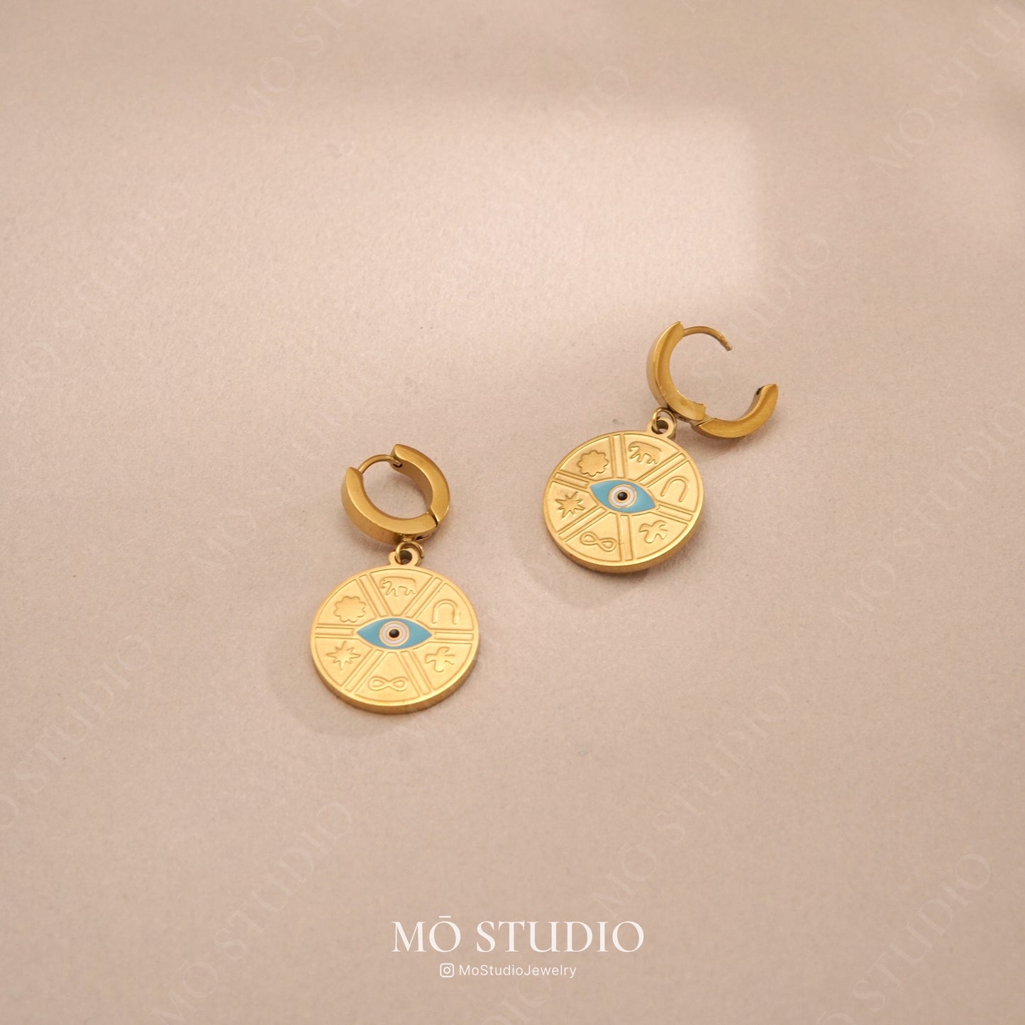 Gold Evil Eye Hoop Earrings