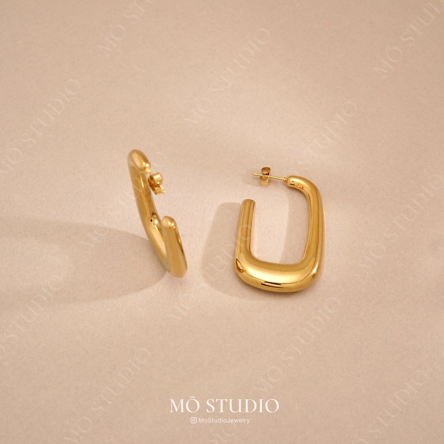 U-Shaped Statement  Hoop Earrings – Chunky Gold & Silver