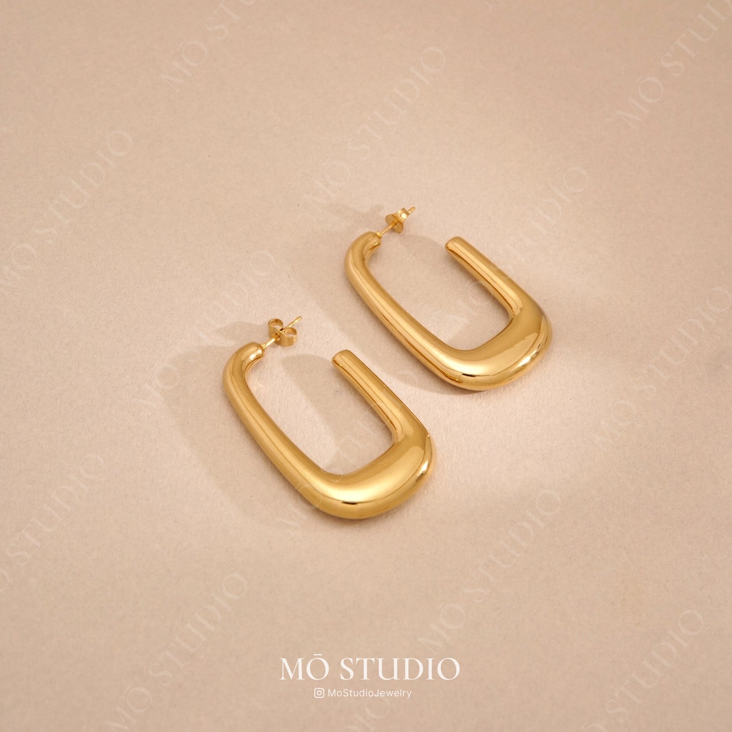 U-Shaped Statement  Hoop Earrings – Chunky Gold & Silver
