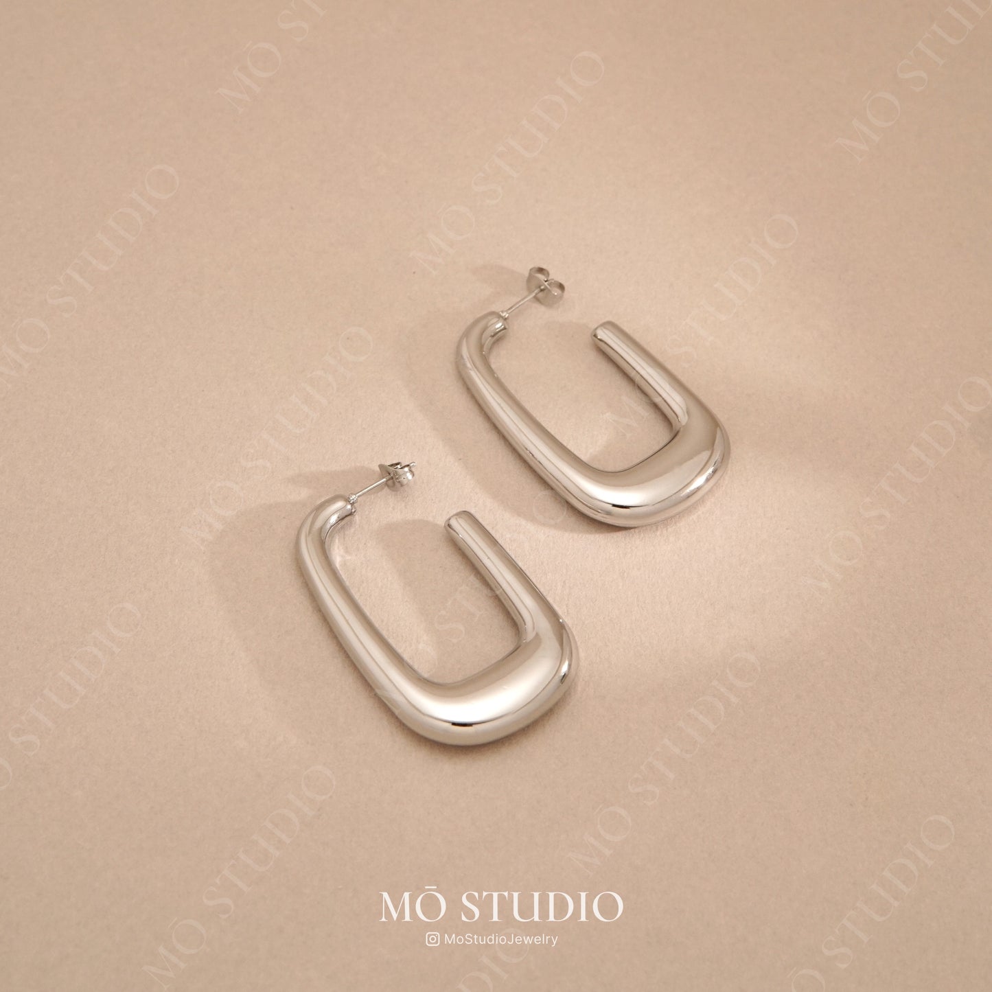 U-Shaped Statement  Hoop Earrings – Chunky Gold & Silver